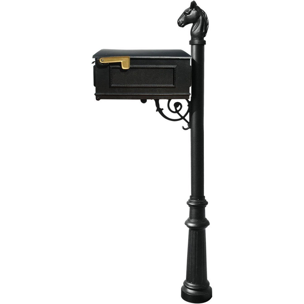 QualArc Lewiston Equine Complete Mailbox with Fluted Base and Horsehead
