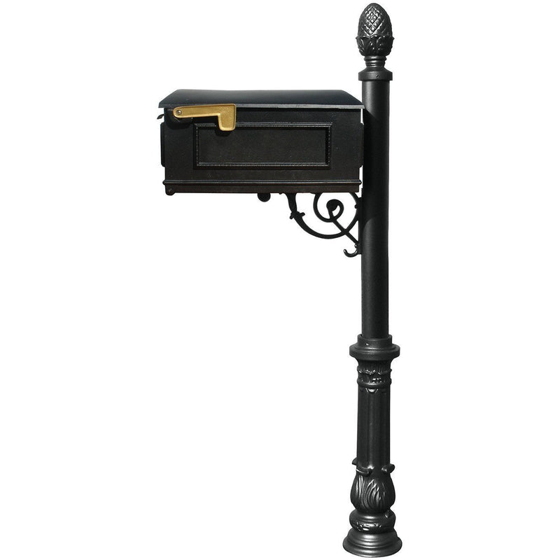 QualArc Lewiston Mailbox with Post Ornate Base and Pineapple