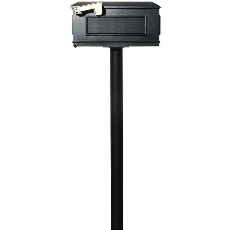 QualArc Hanford Single Mailbox Post System Cast Aluminum with Single Lewiston Mailbox and Mounting Plate
