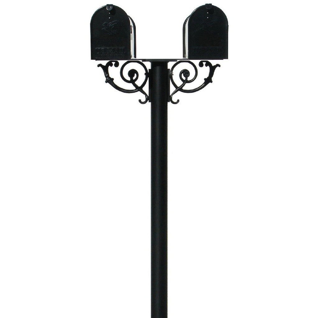 QualArc Hanford TWIN Mailbox Post System With Scroll Supports Cast Aluminum