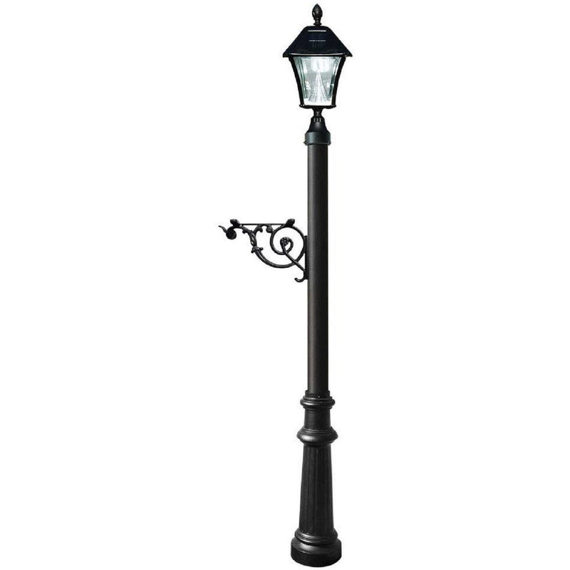 QualArc Lewiston Post Only Support Base Fluted Base Black Bayview Solar Lamp