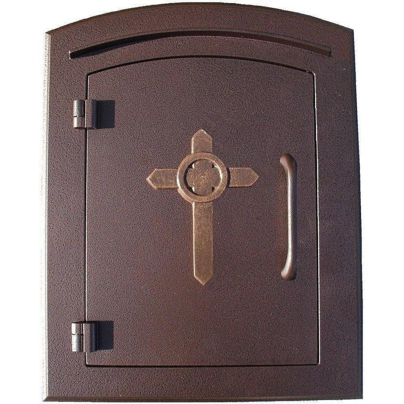 QualArc Manchester Non Locking Column Mount Mailbox with Decorative Cross Logo