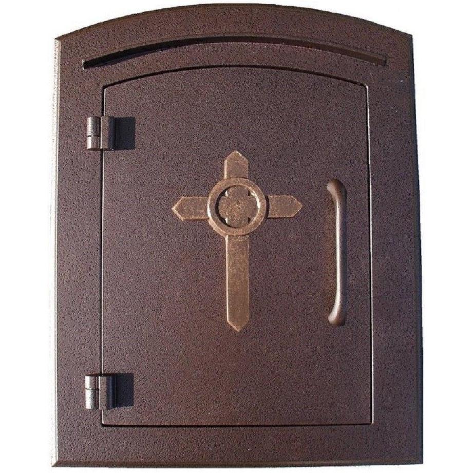 Qualarc Manchester Security Drop Chute Mailbox Decorative Cross Door Logo Faceplate