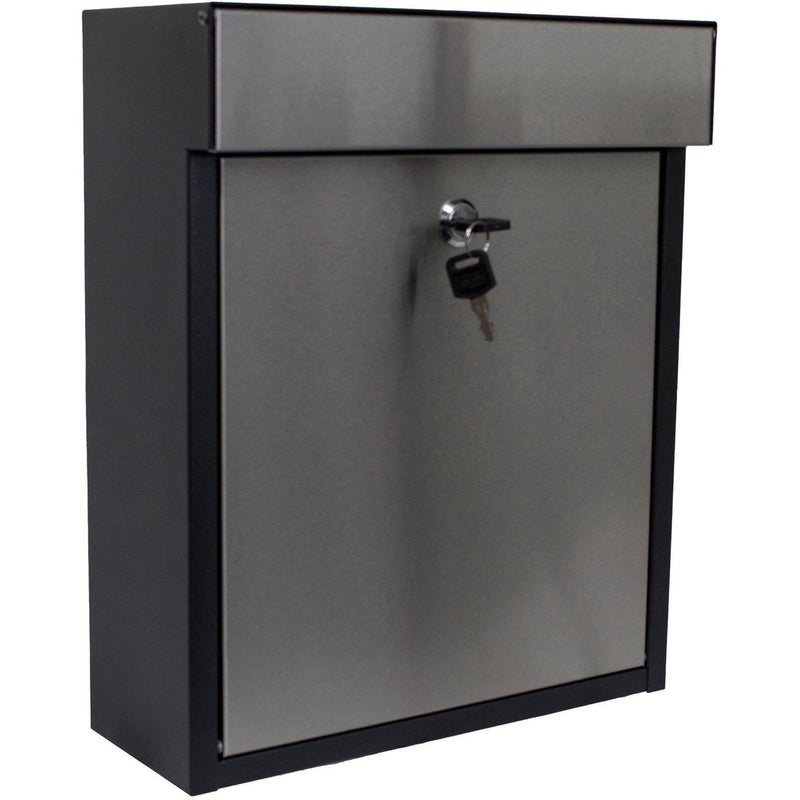 QualArc Woodlake Locking Mailbox in Stainless Steel with Black Trim