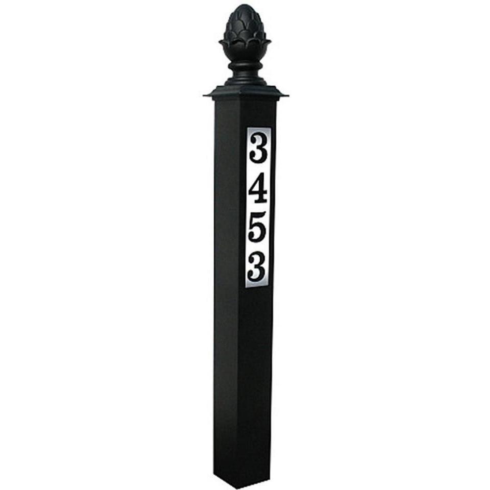 QualArc Personalized Lighted Address Plaque Post with Decorative Finial