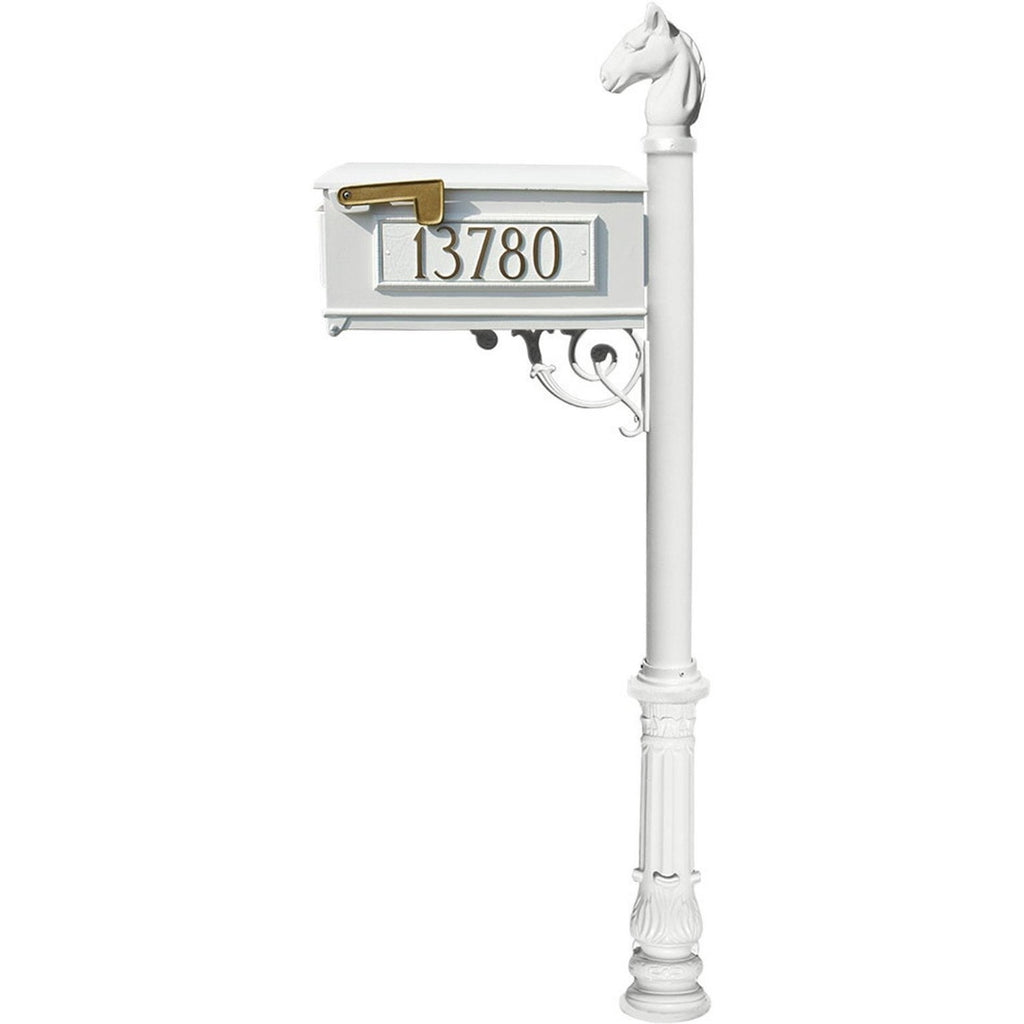 QualArc Personalized Lewiston Equine Complete Post Mailbox System with Ornate Base