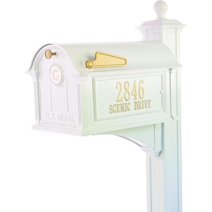 White Hall Balmoral Mailbox Side Plaques, Monogram & Post Package
