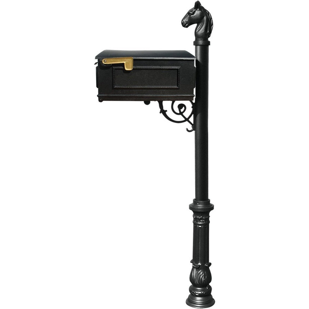 QualArc Lewiston Equine Mailbox Post Ornate Base and Horsehead