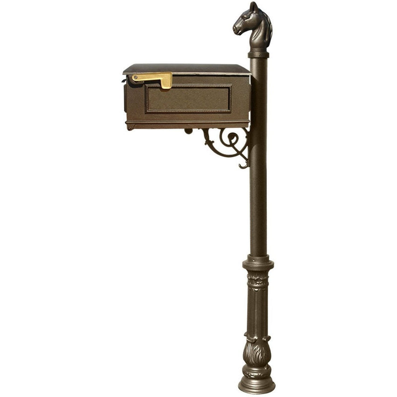 QualArc Lewiston Equine Mailbox Post Ornate Base and Horsehead