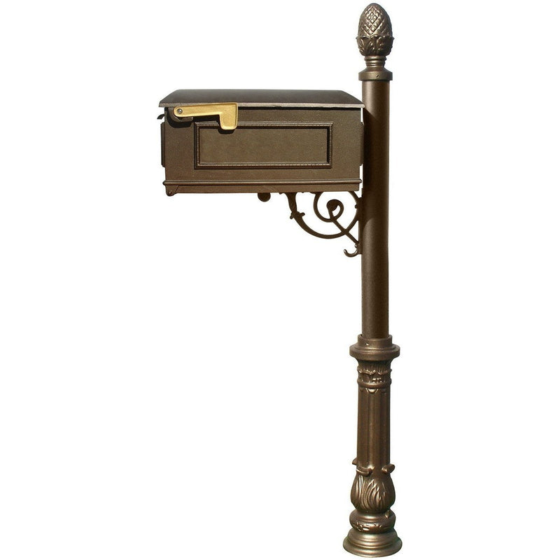 QualArc Lewiston Mailbox with Post Ornate Base and Pineapple