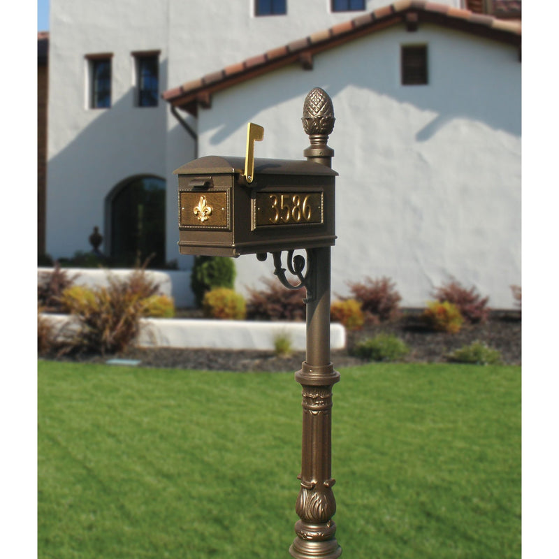 QualArc Personalized Lewiston Complete Mailbox Ornate Base & Pineapple