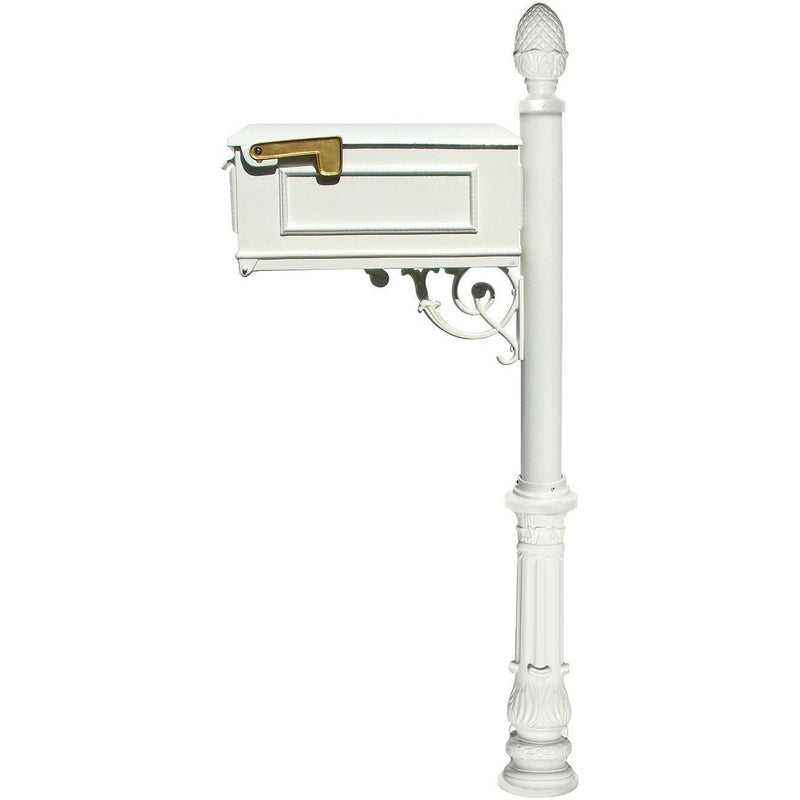 QualArc Lewiston Mailbox with Post Ornate Base and Pineapple