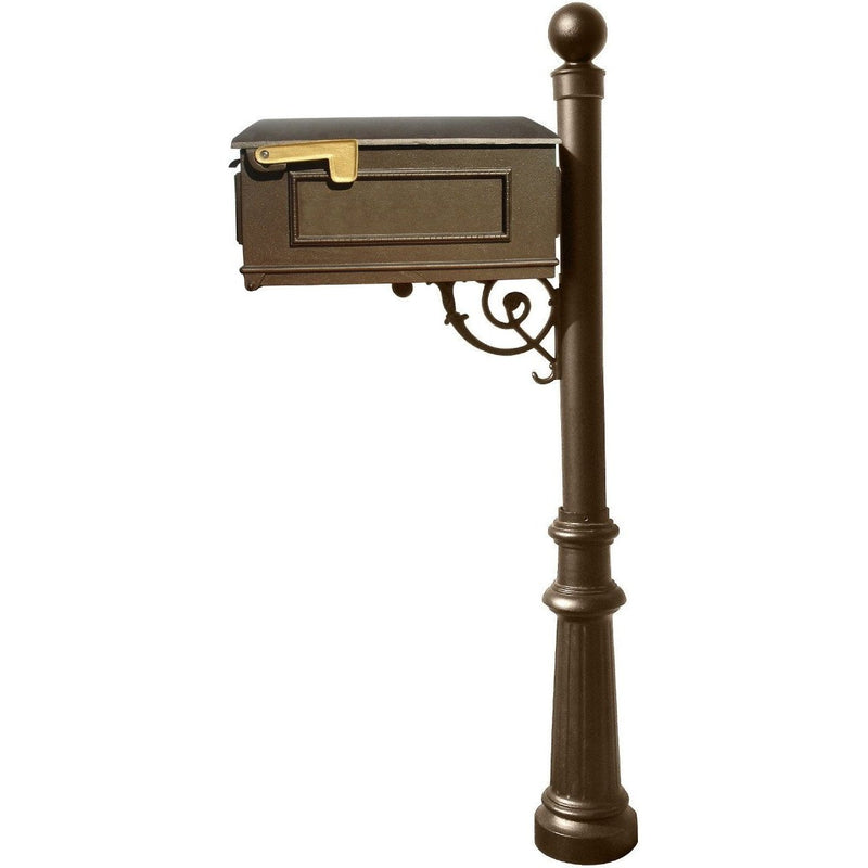 QualArc Lewiston Mailbox with Fluted Base and Ball Finial