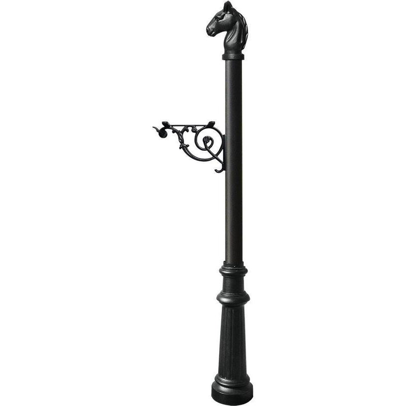 QualArc Lewiston Equine Mailbox Post with Fluted Base and Horsehead Finial