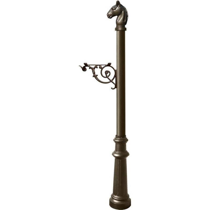 QualArc Lewiston Equine Mailbox Post with Fluted Base and Horsehead Finial