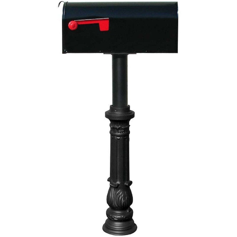 QualArc Hanford Single Mailbox Post System Cast Aluminum with Single E1 Economy Rural Mailbox and Mounting Plate