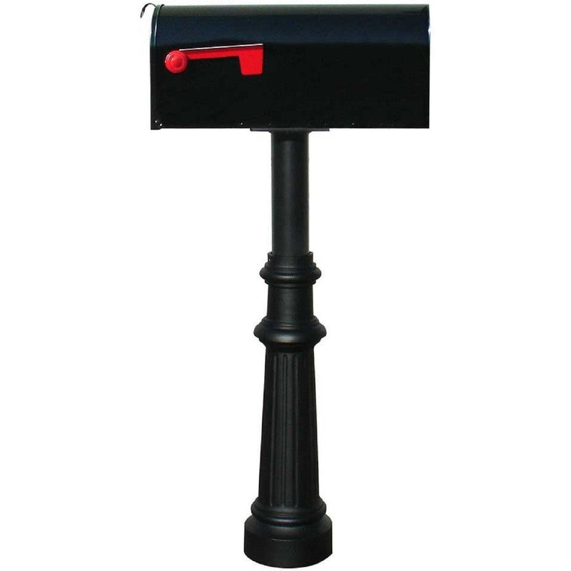 QualArc Hanford Single Mailbox Post System Cast Aluminum with Single E1 Economy Rural Mailbox and Mounting Plate