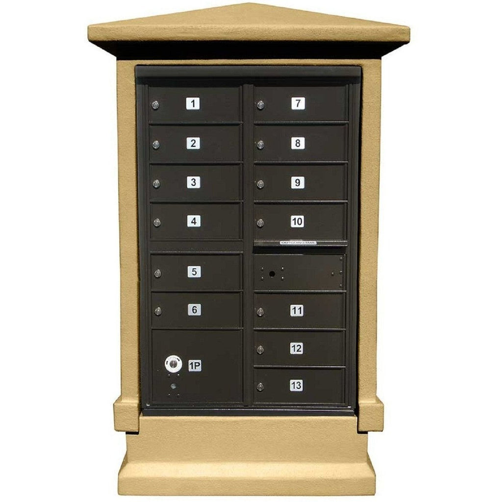 QualArc Short Pedestal Eastview Stucco Cluster Box Unit Mailbox Center