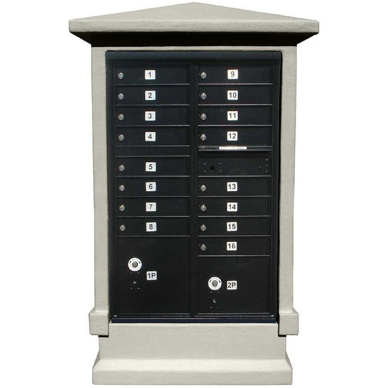 QualArc Short Pedestal Eastview Stucco Cluster Box Unit Mailbox Center