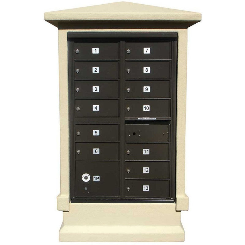 QualArc Short Pedestal Eastview Stucco Cluster Box Unit Mailbox Center