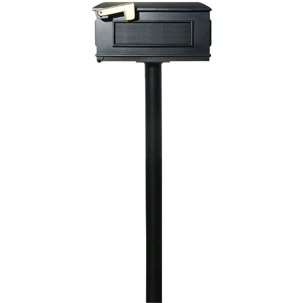 QualArc Hanford Single Mailbox Post System Cast Aluminum with Single Lewiston Mailbox and Mounting Plate