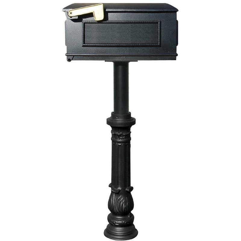 QualArc Hanford Single Mailbox Post System Cast Aluminum with Single Lewiston Mailbox and Mounting Plate