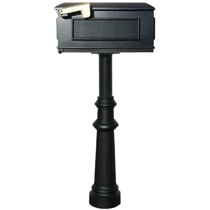 QualArc Hanford Single Mailbox Post System Cast Aluminum with Single Lewiston Mailbox and Mounting Plate