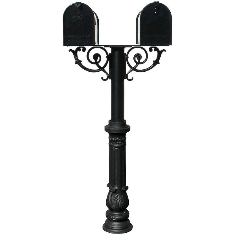 QualArc Hanford TWIN Mailbox Post System With Scroll Supports Cast Aluminum