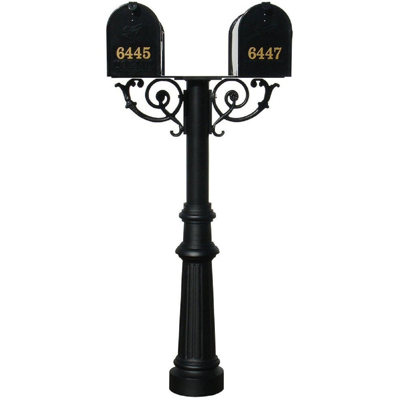 QualArc Hanford TWIN Mailbox Post System With Scroll Supports Cast Aluminum