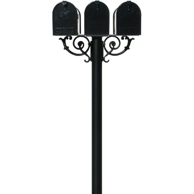 QualArc Hanford TRIPLE Mailbox Post System with Scroll Supports Cast Aluminum