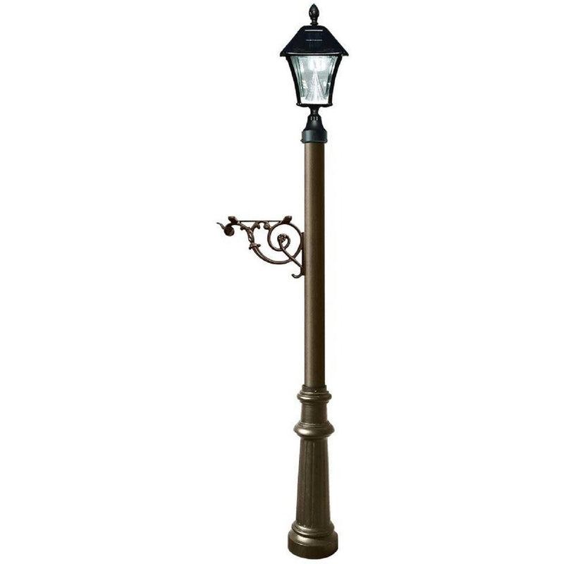 QualArc Lewiston Post Only Support Base Fluted Base Black Bayview Solar Lamp