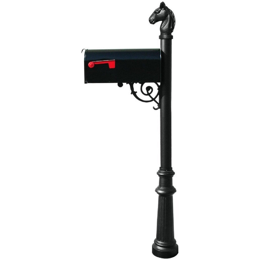 QualArc Lewiston Equine Post and E1 Economy Mounted Plate Mailbox