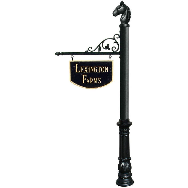 QualArc Personalized Equestrian Large Hanging Ranch Sign Post Package