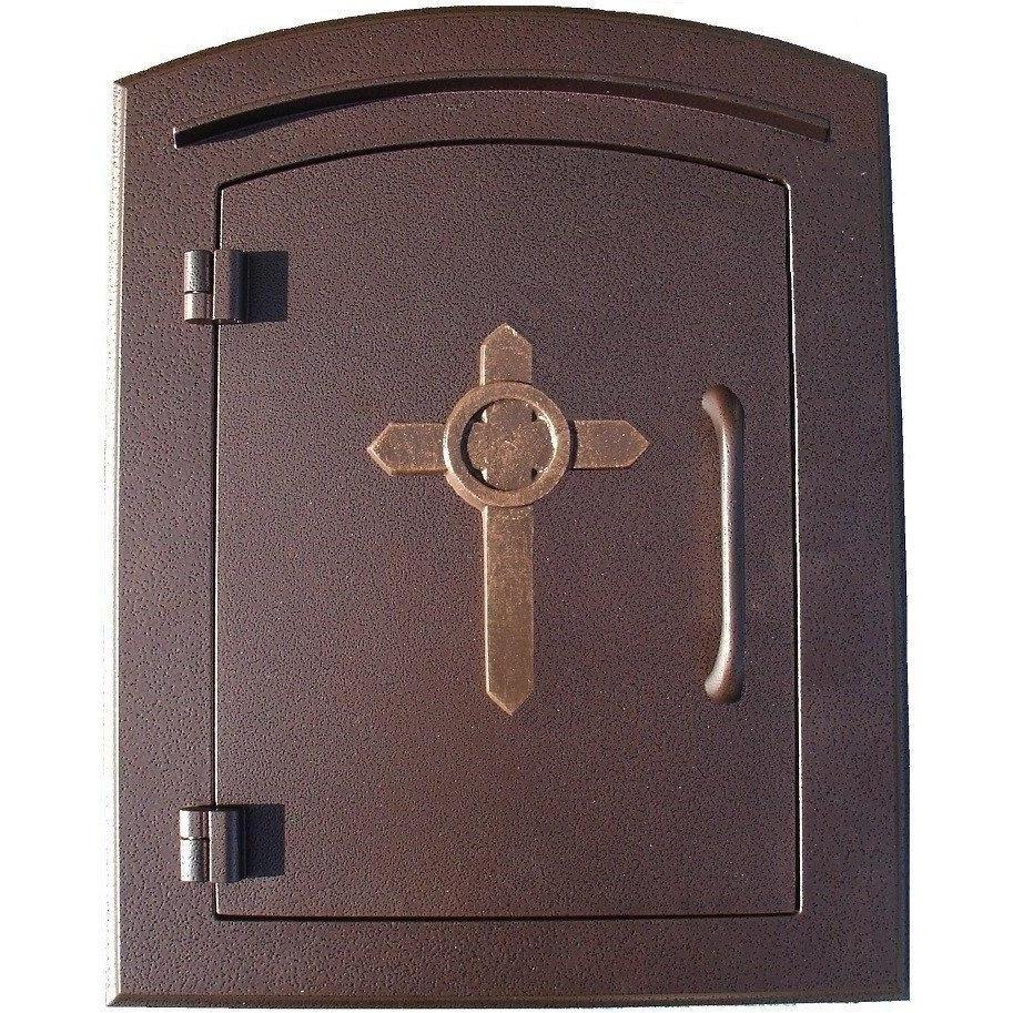 QualArc Manchester Non Locking Column Mount Mailbox with Decorative Cross Logo