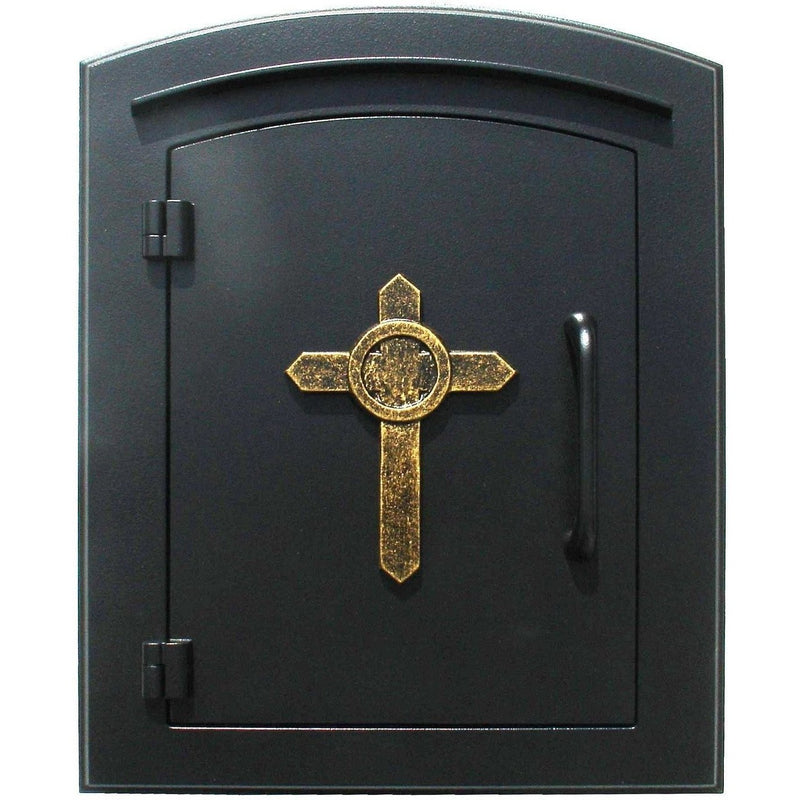 QualArc Manchester Non Locking Column Mount Mailbox with Decorative Cross Logo