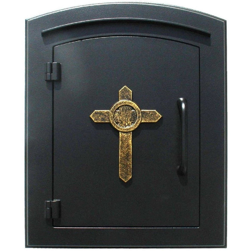 Qualarc Manchester Security Drop Chute Mailbox Decorative Cross Door Logo Faceplate
