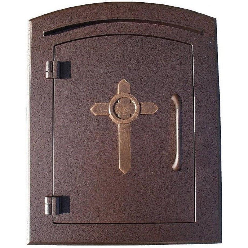 Qualarc Manchester Security Drop Chute Mailbox Decorative Cross Door Logo Faceplate