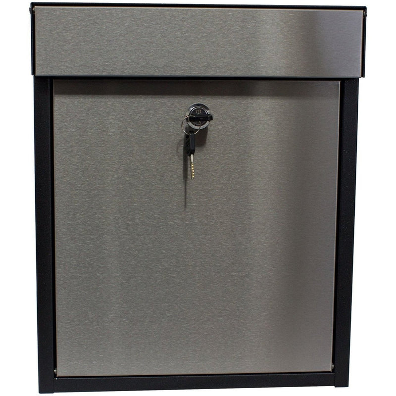QualArc Woodlake Locking Mailbox in Stainless Steel with Black Trim