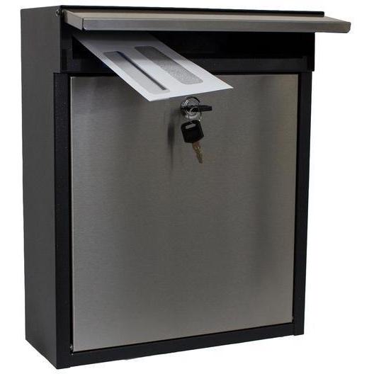 QualArc Woodlake Locking Mailbox in Stainless Steel with Black Trim