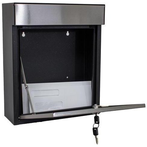 QualArc Woodlake Locking Mailbox in Stainless Steel with Black Trim