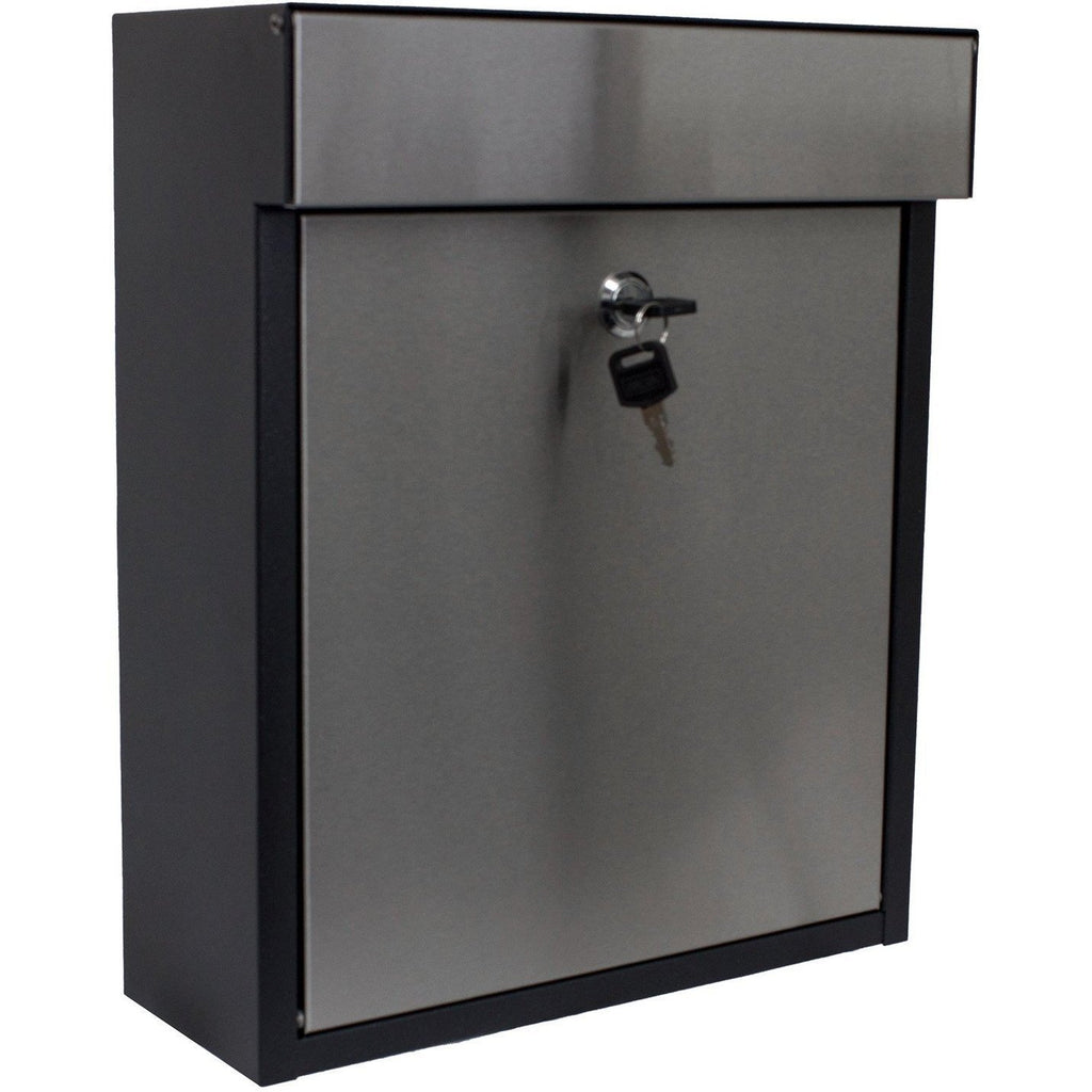 QualArc Woodlake Locking Mailbox in Stainless Steel with Black Trim