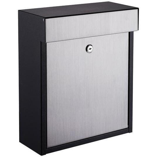 QualArc Woodlake Locking Mailbox in Stainless Steel with Black Trim
