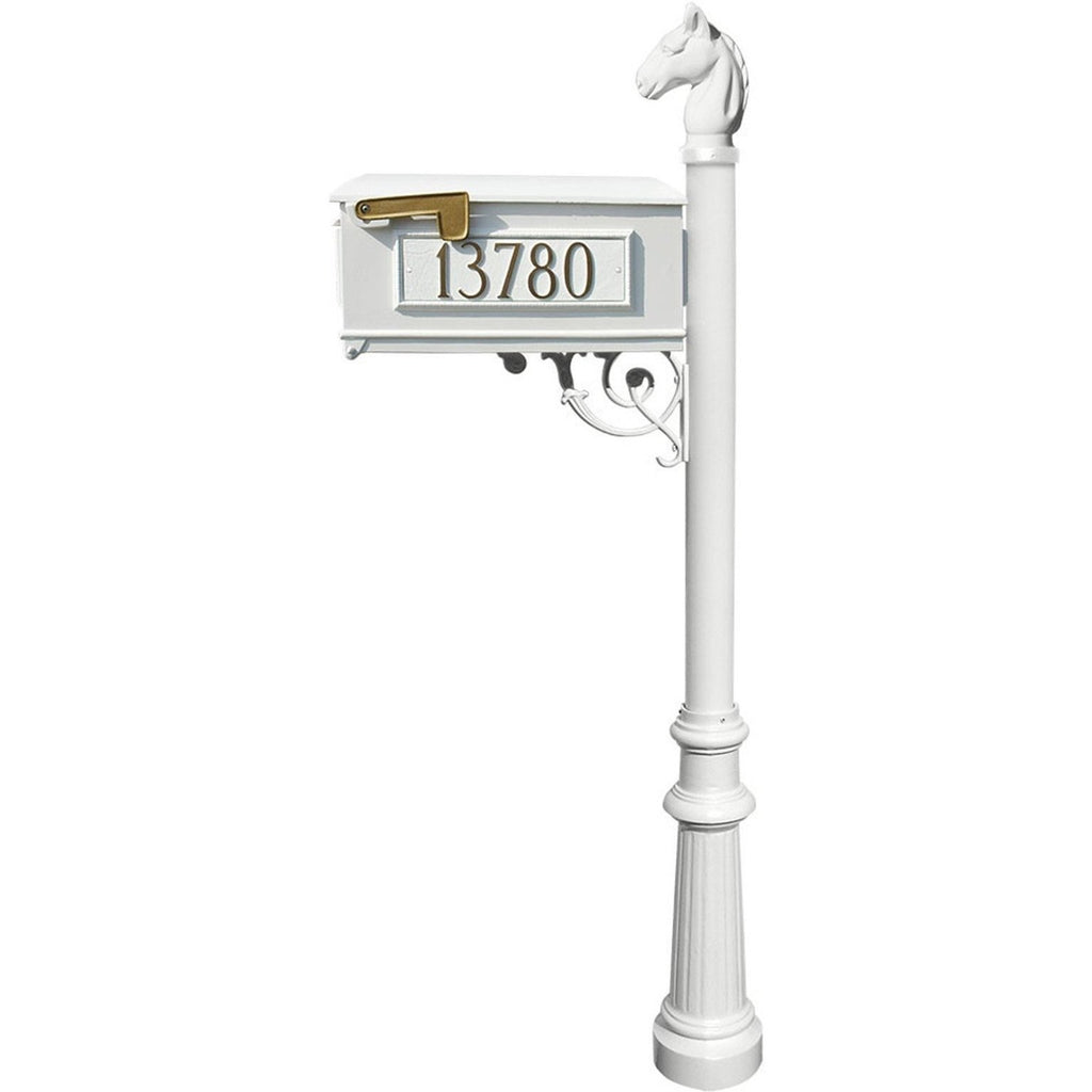 QualArc Personalized Lewiston Equine Complete Mailbox Post System with Fluted Base