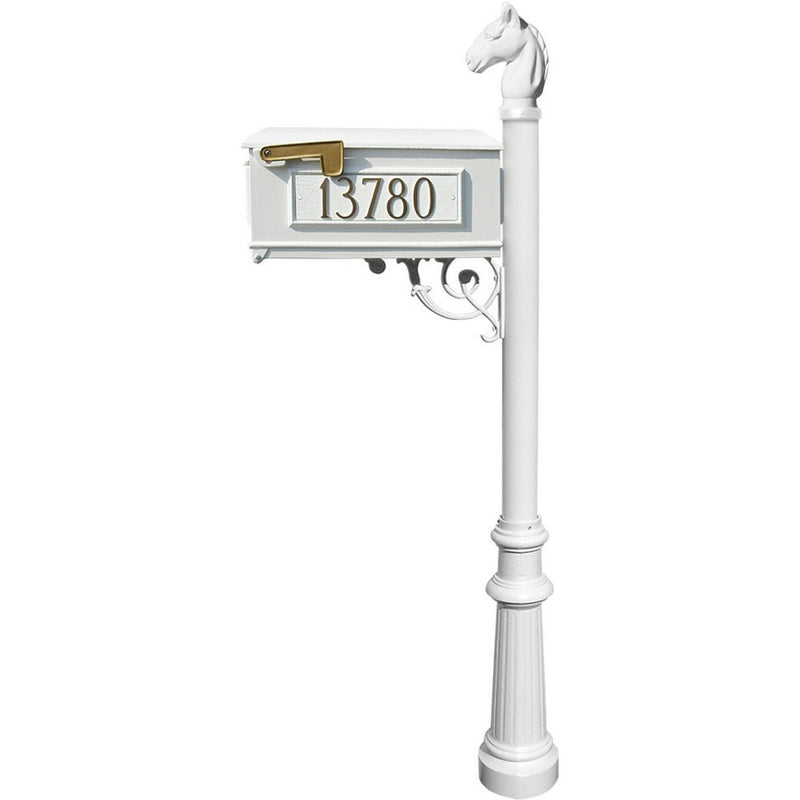 QualArc Personalized Lewiston Equine Complete Mailbox Post System with Fluted Base