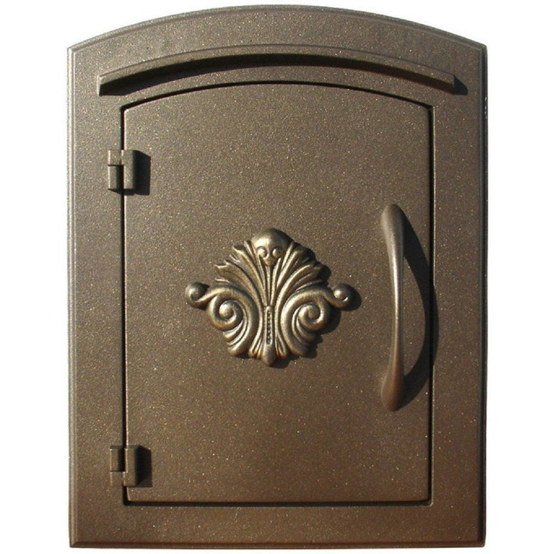 Qualarc Manchester Security Drop Chute Mailbox Decorative Fleur De Lis Door Logo Faceplate