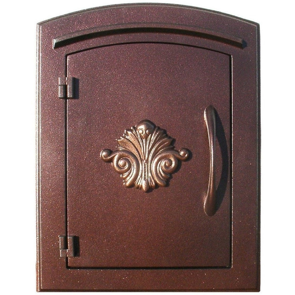 Qualarc Manchester Security Drop Chute Mailbox Decorative Fleur De Lis Door Logo Faceplate